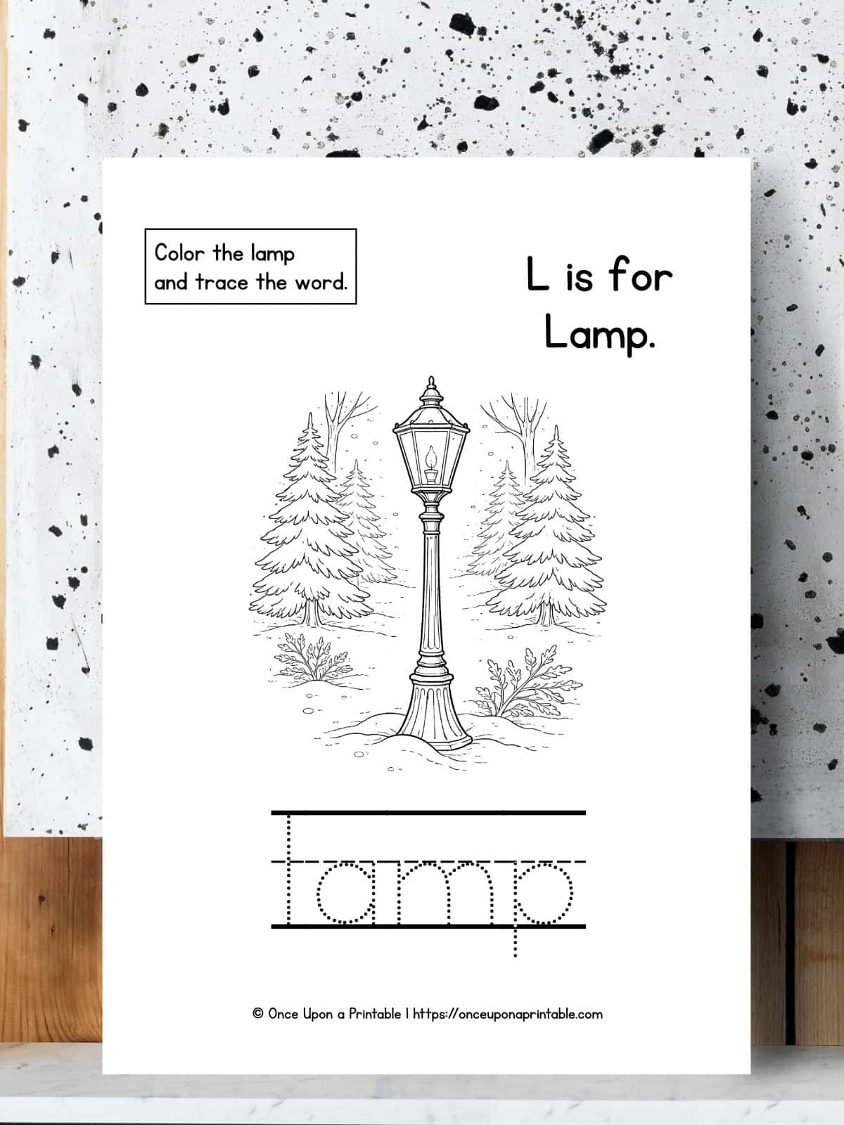 L is for Lamp word tracing worksheet. 