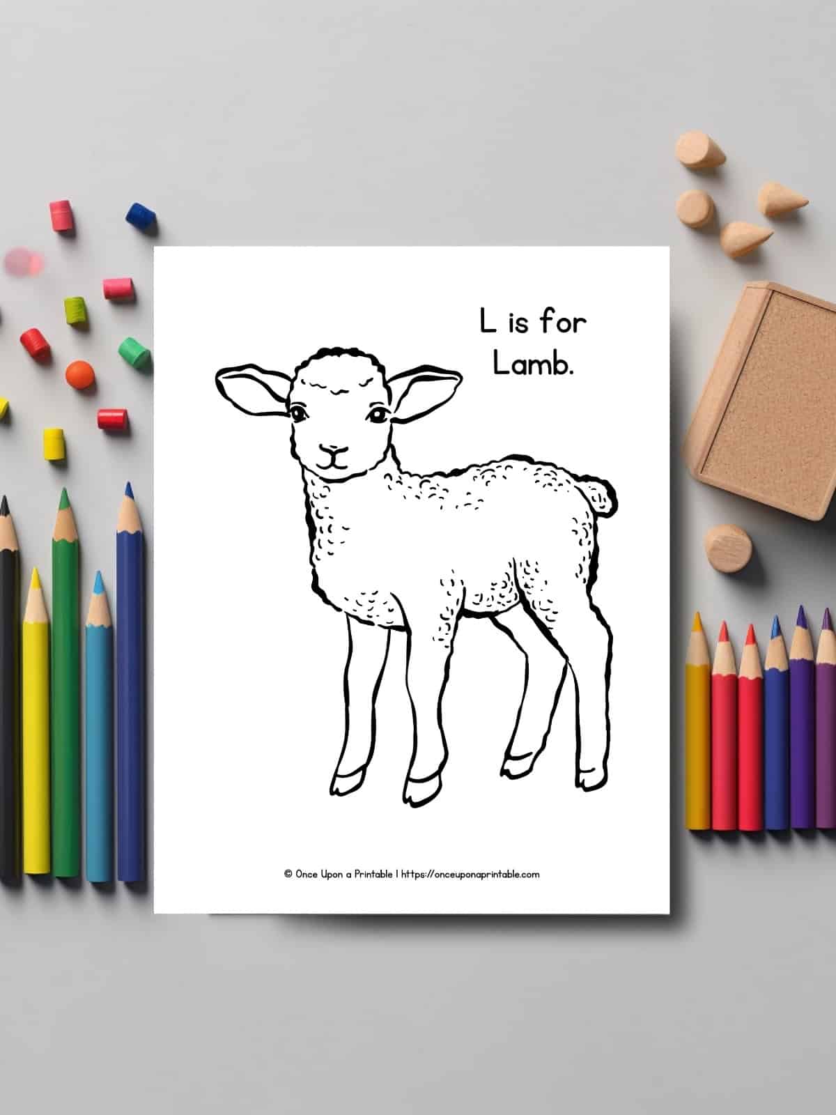 L is for lamb coloring page. 