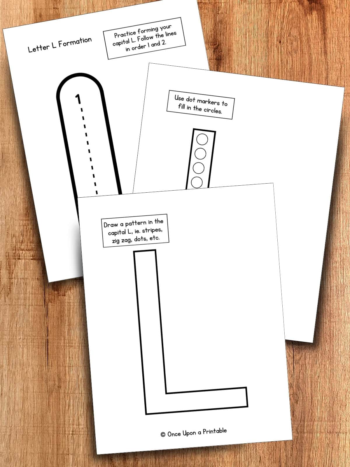 Letter L formation worksheets for beginners. 