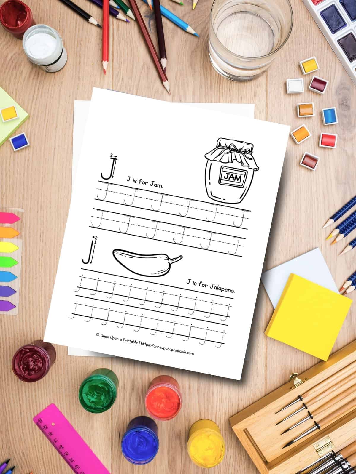 Letter J uppercase and lowercase practice. 