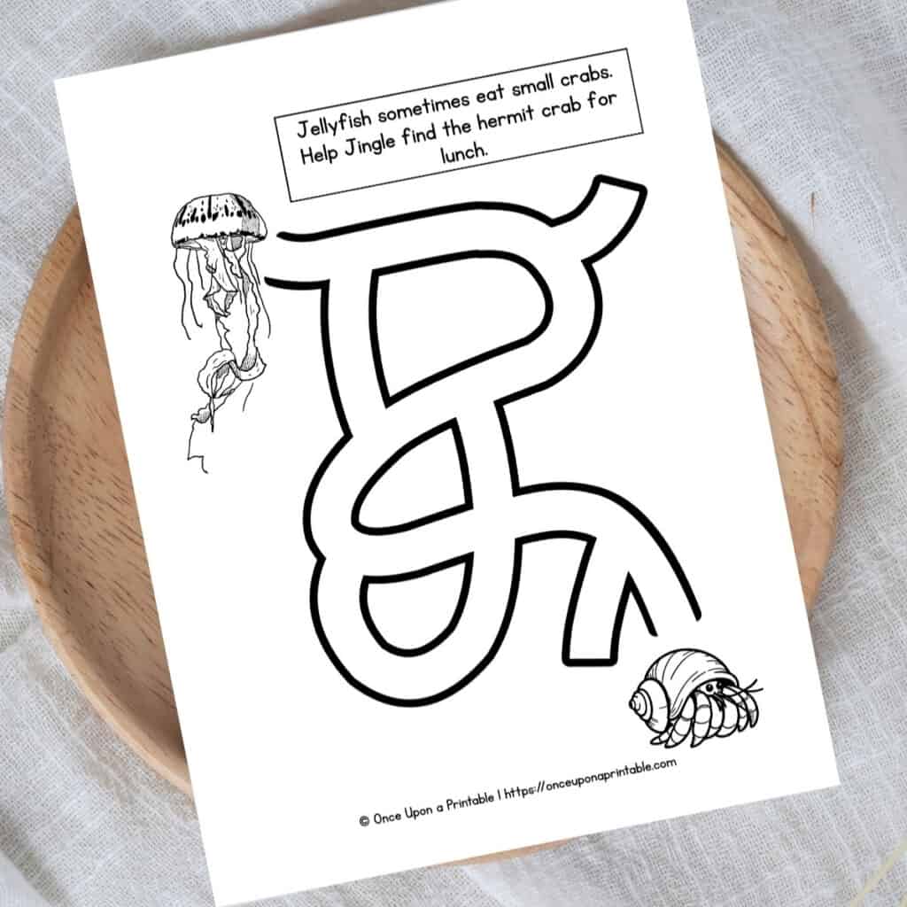 Letter J featured image with jellyfish maze.