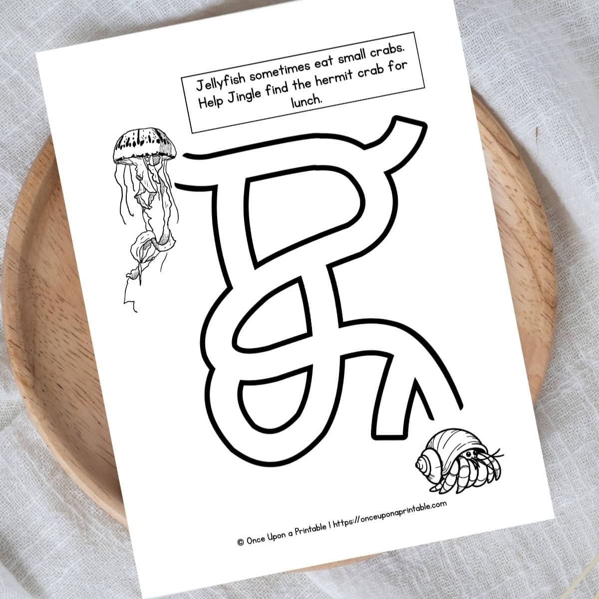 Letter J featured image with jellyfish maze.