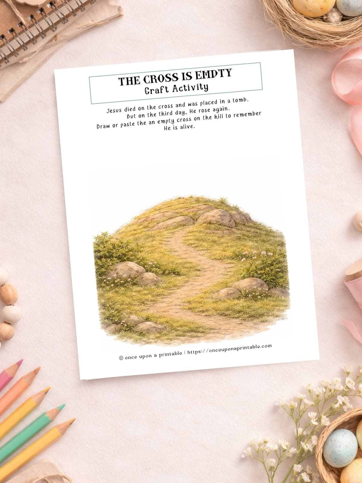 Resurrection Day cross is empty activity page. 