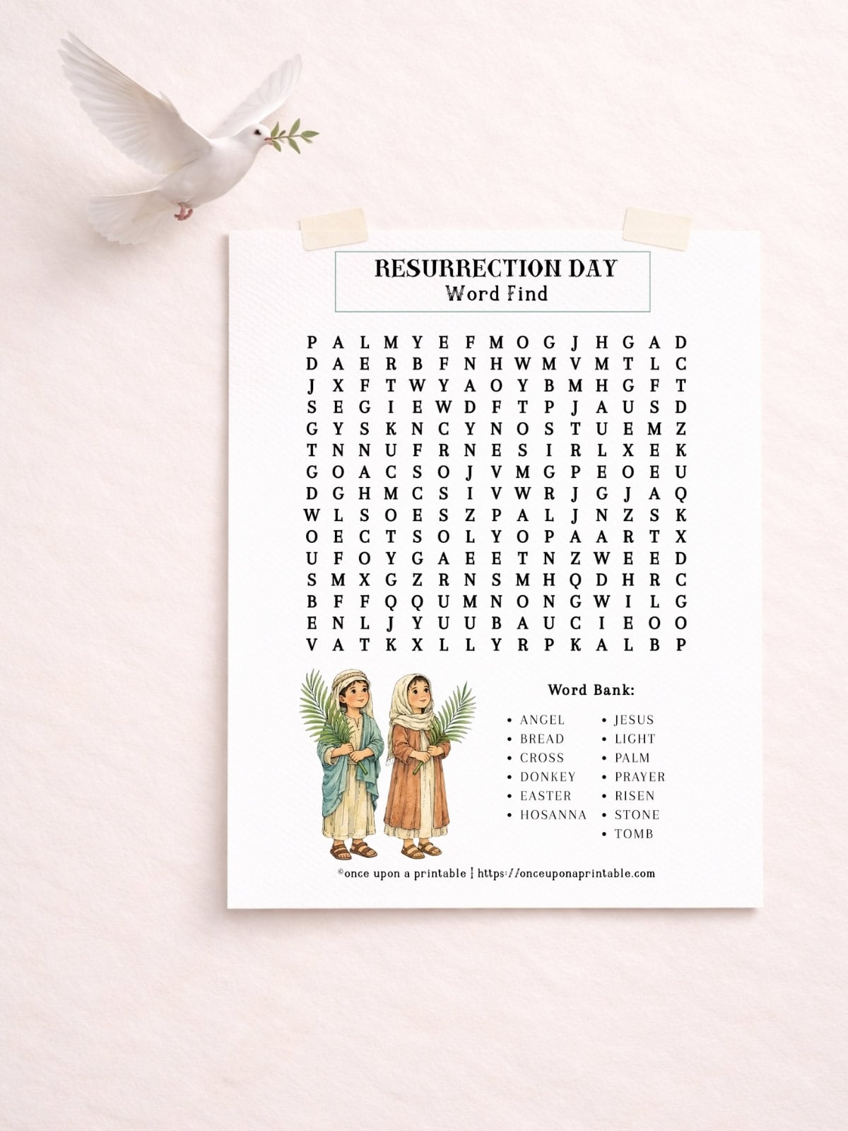 Resurrection day word find activity worksheet. 