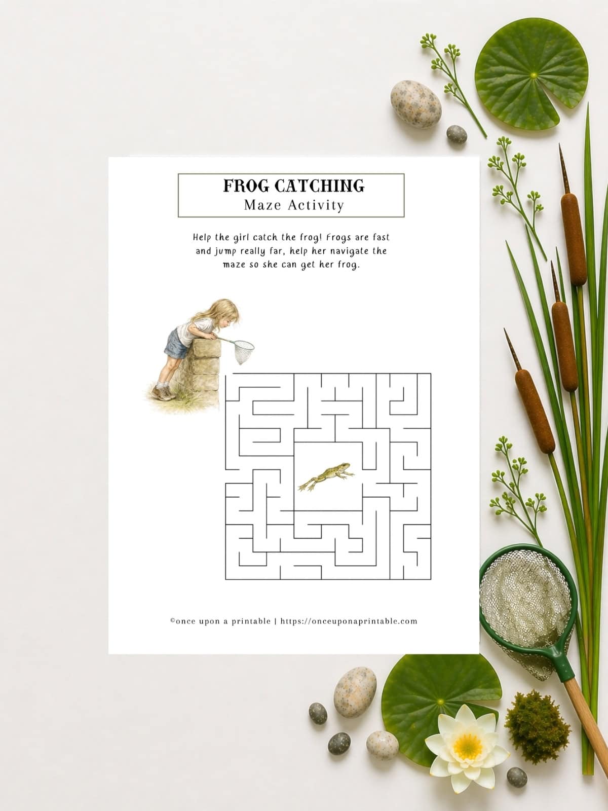 Pond Printables frog catching maze.