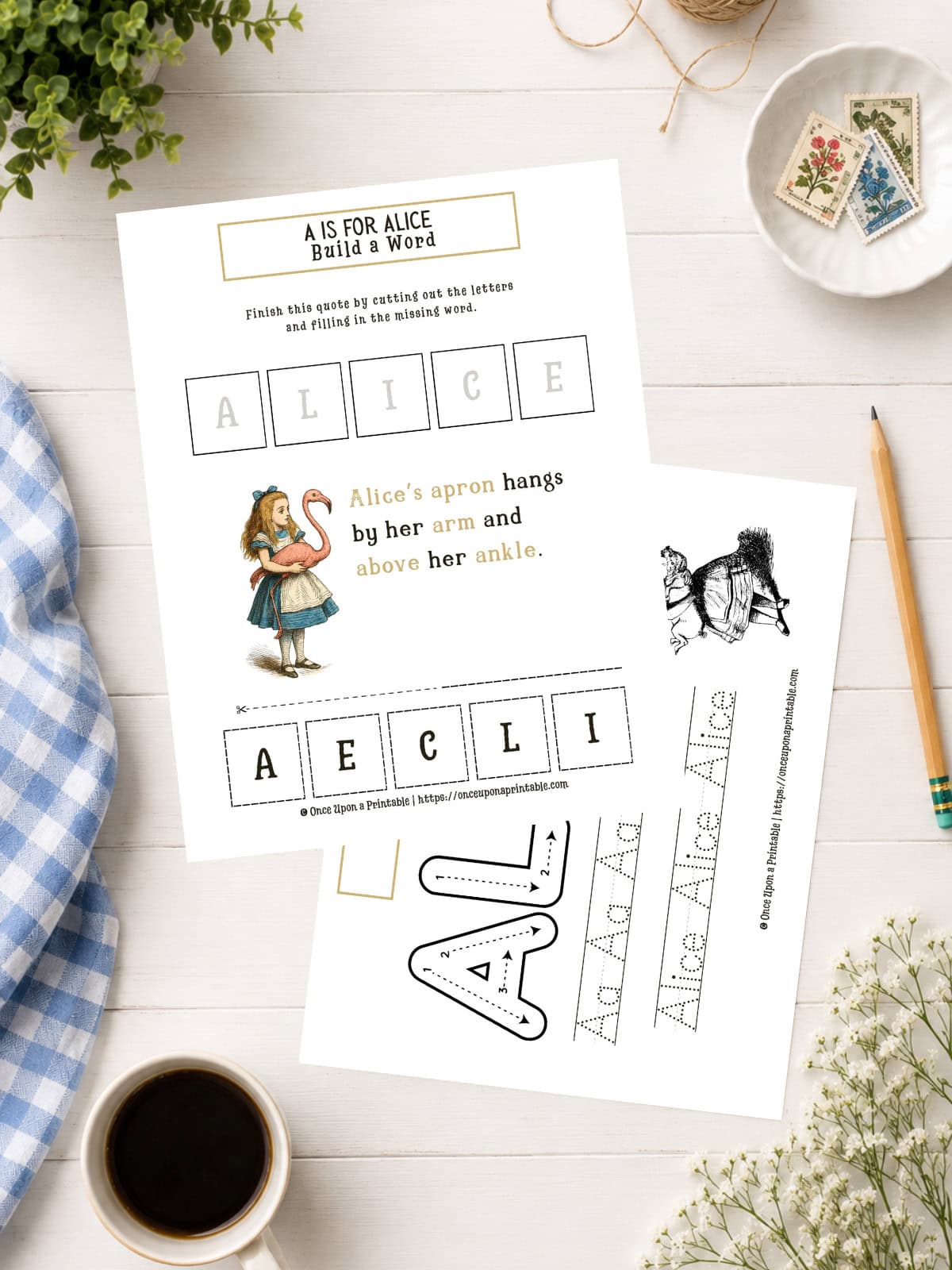 Alice's Adventures in Wonderland Early Learner's worksheets.